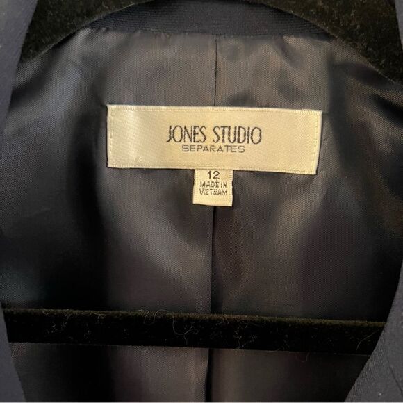 Jones Studio Blazer Navy Blue Size 12 Button Closure Fully Lined - Picture 4 of 7
